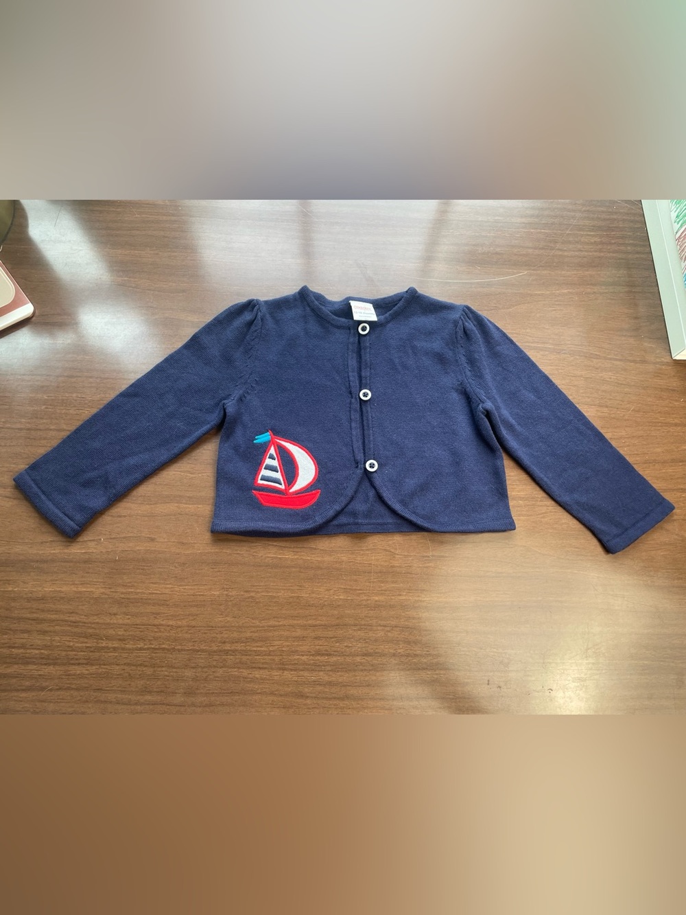 Gymboree Navy Cardigan with Red Sailboat Applique